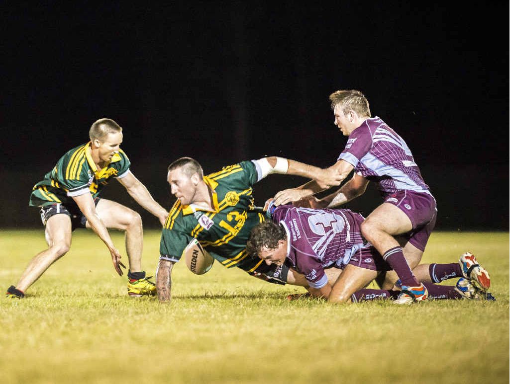 RESURRECTION SHUFFLE: The ball goes to ground during a Tannum Sands raid in the 28-16 win over Isis at Dennis Park. RESURRECTION SHUFFLE: The ball goes to ground during a Tannum Sands raid in the 28-16 win over Isis at Dennis Park.